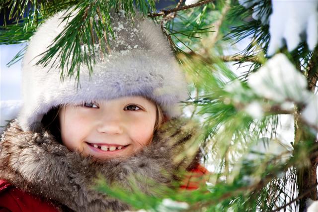 Kid outside during winter